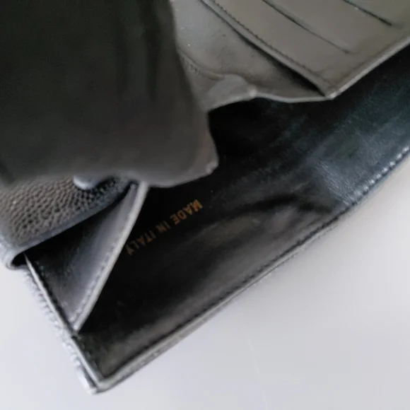 CHANEL Black Textured Leather Wallet